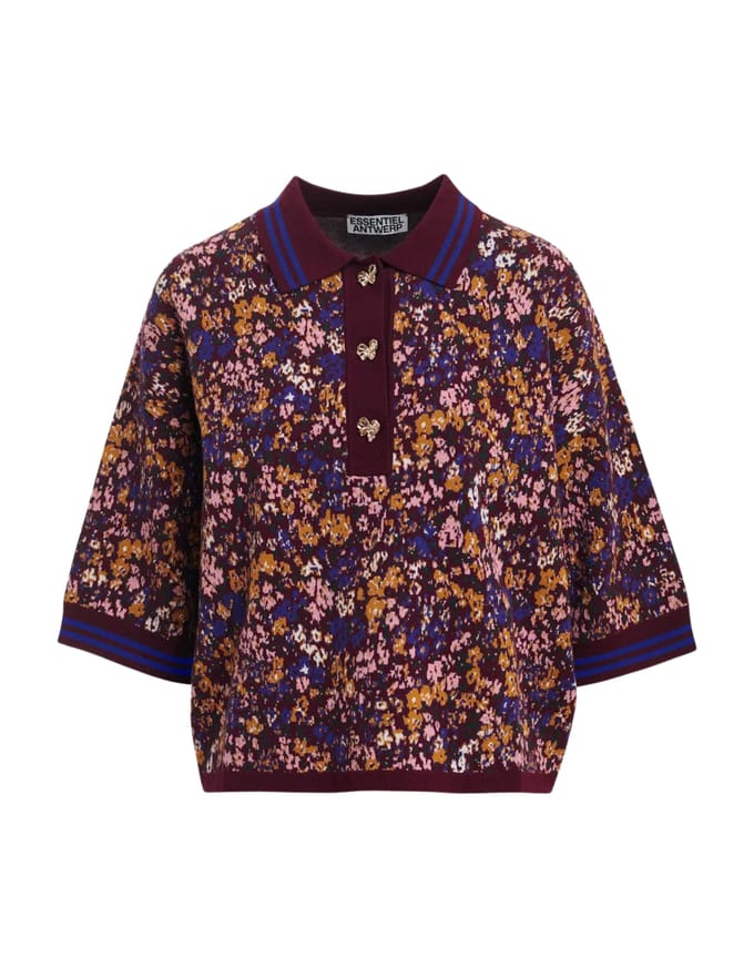 Essentiel Antwerp Knitted Jacquard Polo Polos Bordeaux Kartos