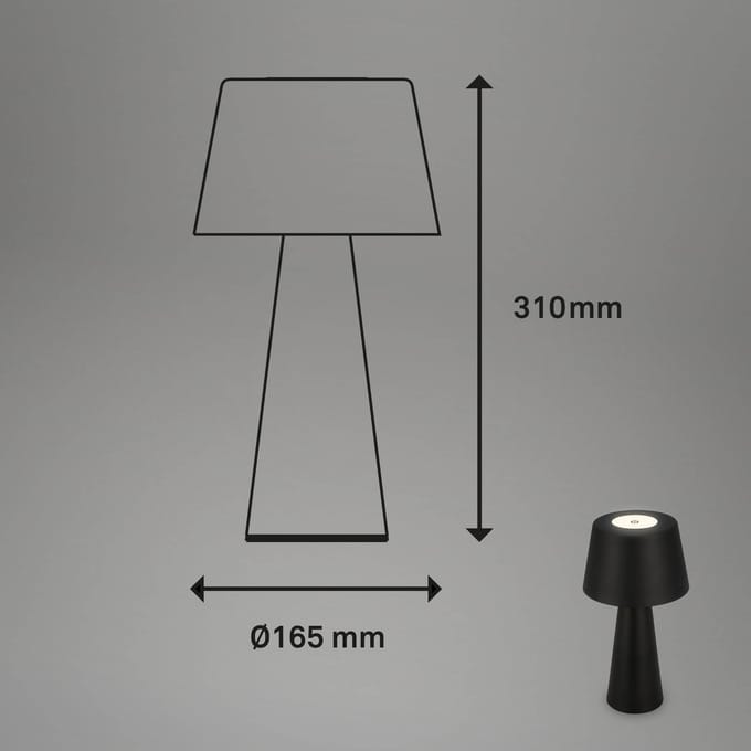 Briloner Kihi LED tafellamp met oplaadbare batterij, zwart