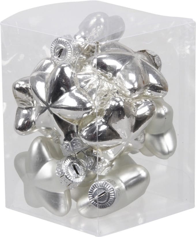 Othmar Decorations Kerstornamenten - sterren - 12x st - zilver - 4 cm - glas - kerstversiering