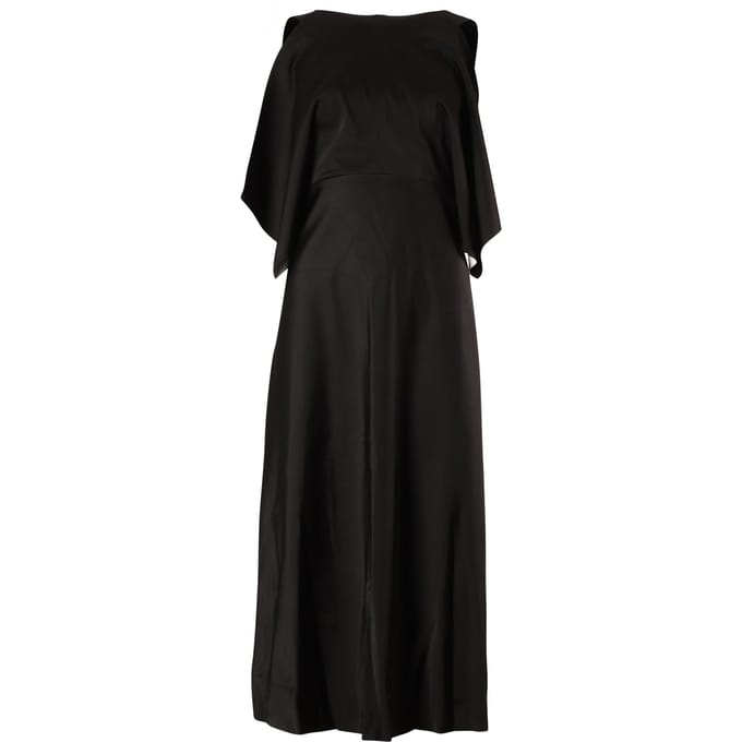 Balenciaga midi-jurk met open schouders in zwart cupro