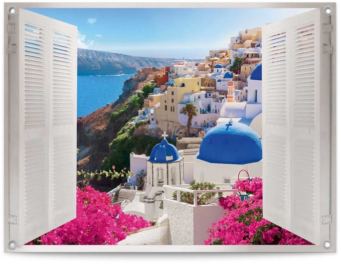 Tuinposter Santorini - 60 x 80 - Canvas - REINDERS