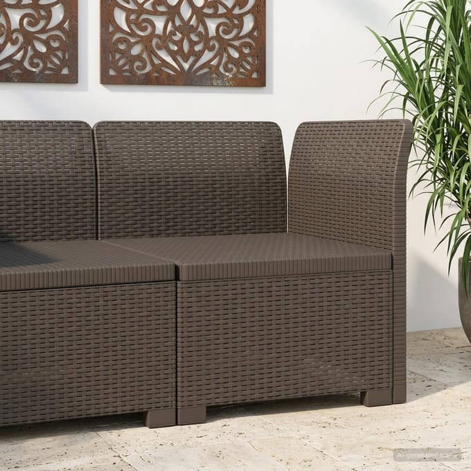 vidaXL - Eén-zits - Tuin - Sofa - Rieten - Look - PP - Lichtgrijs