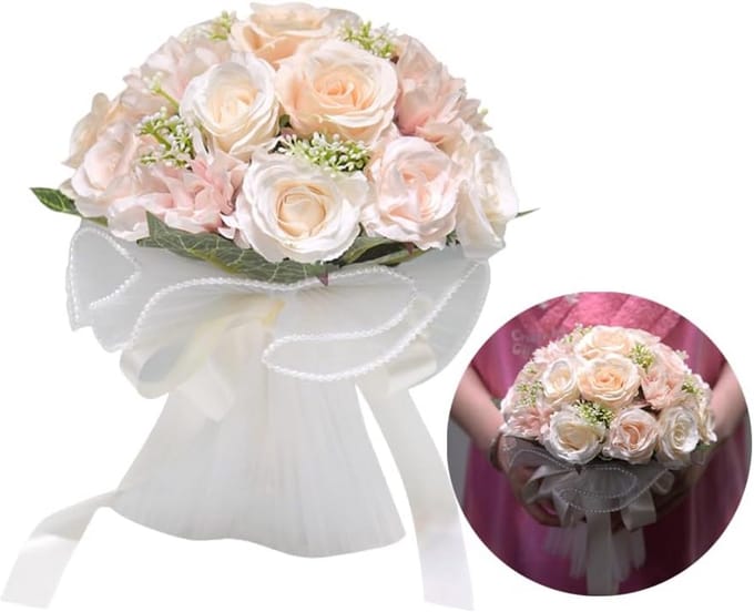Bruidsboeket Rozen Combinatie met Gaas voor Bruiloft en Feestdecoratie