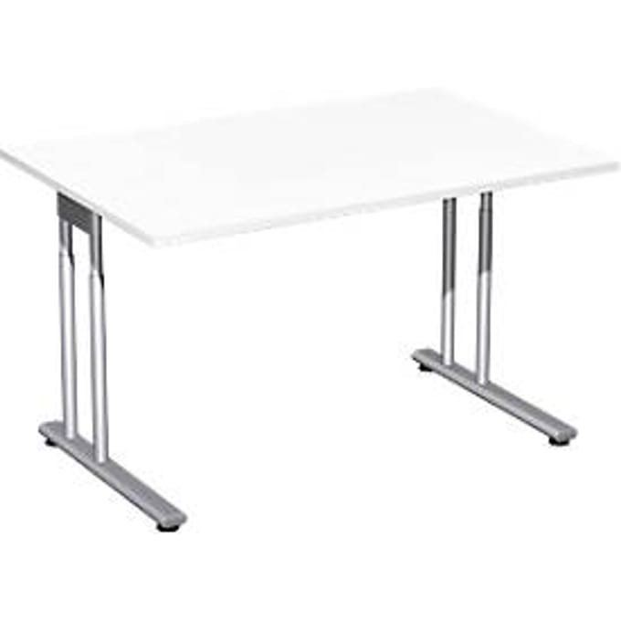 Bureautafel PALENQUE, C-poot, rechthoek, B 1200 x D 800 x H 680-820 mm, wit