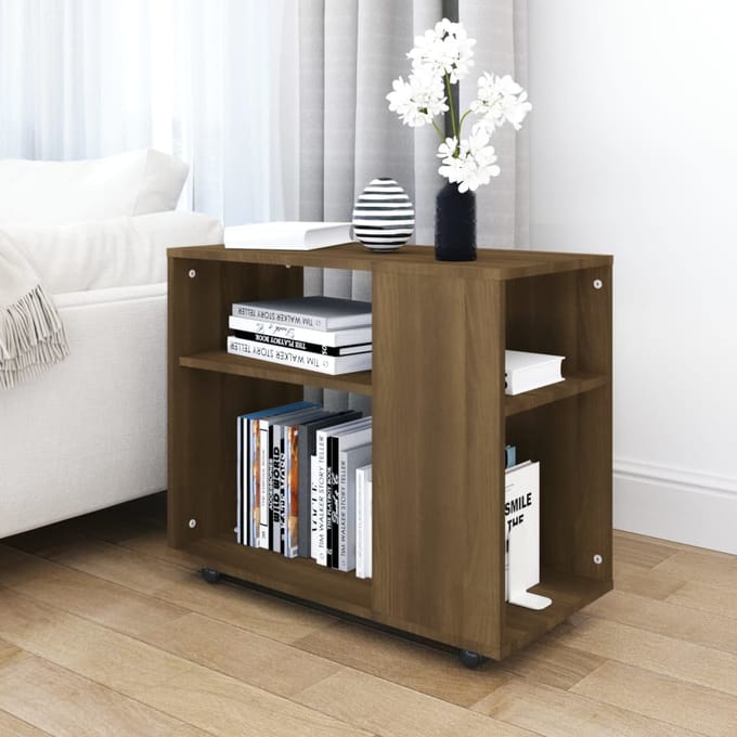 vidaXL - Bijzettafel - 70x35x60,5 - cm - bewerkt - hout - bruin - eikenkleur