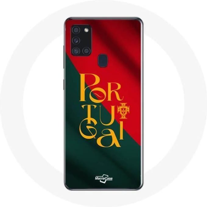 Coque - maniacase - Samsung Galaxy A21S - Drapeau du Portugal - Souple - Noir noir