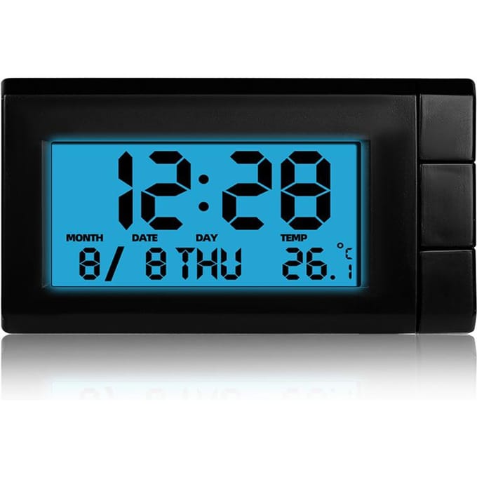 Auto Digitale Klok Temperatuur LCD Achtergrondverlichting Display Auto Horloge Auto Maand Datum Auto Accessoires Interieur blue