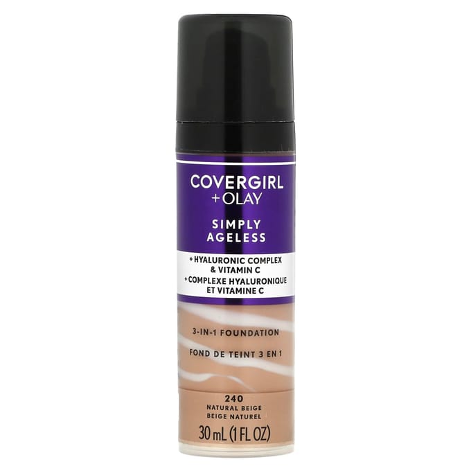 Olay Simply Ageless, 3-in-1 Foundation, 240 Natural Beige, 30ml(1 fl oz) black