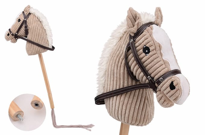Johntoy Stokpaardje + geluid 80cm bruin