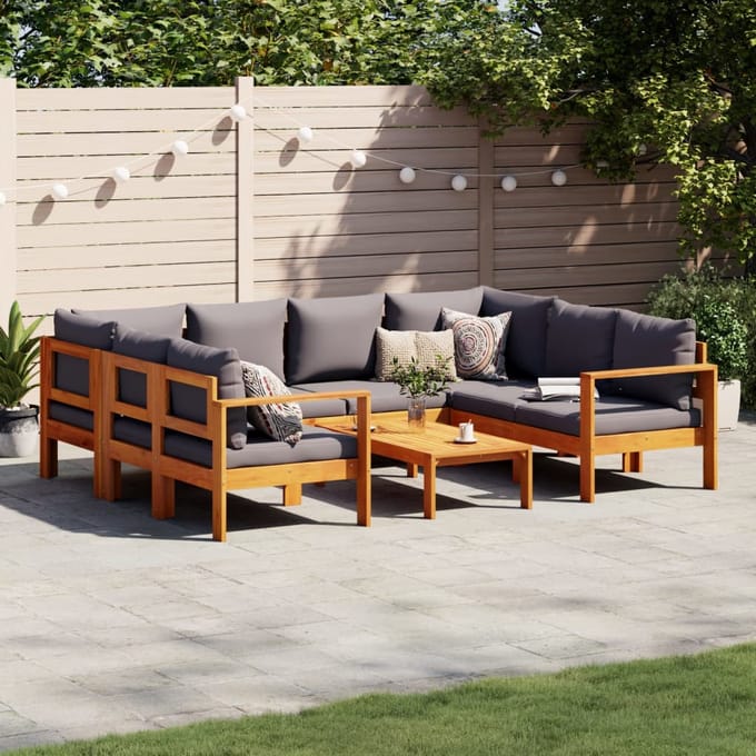 vidaXL - 6-delige - Loungeset - met - kussens - massief - acaciahout