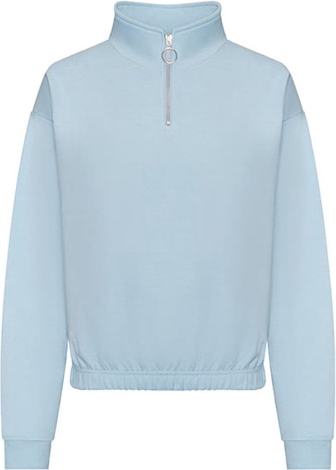 Vegan Women´s Cropped 1/4 Zip Sweater Sky Blue - XXS
