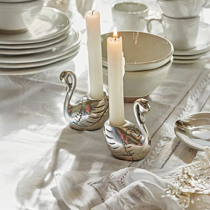 LOBERON Kaarsenhouder set van 2 Zaymara zilverkleurig