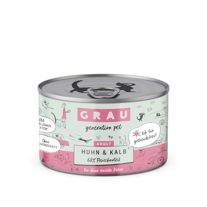 GRAU Adult Graanvrij 6 x 200 g Kattenvoer - Kip & Kalf