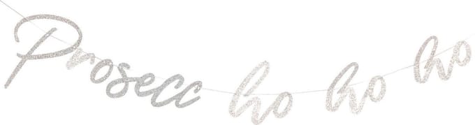 Ginger Ray Jolly Good Vibes - 'Prosecco Ho Ho' kerst slinger - Zilver glitter - 1,50 meter