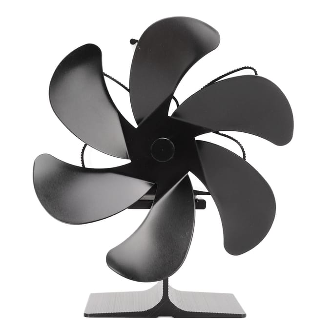 6 Blads Kachel Eco Ventilator Zwart Zelfstartend Hittebestendigheid Energie-efficiëntie Warmte black