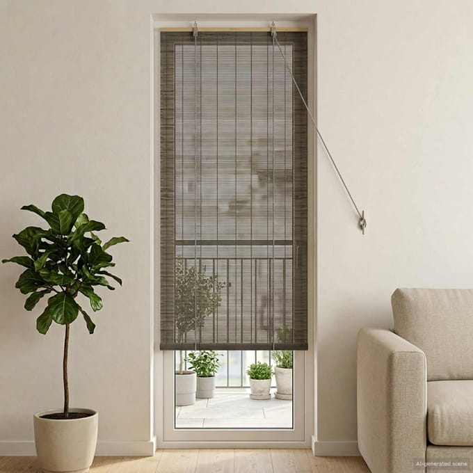 vidaXL - Rolgordijn - Grijs - 60 - x - 220 - cm - Bamboe
