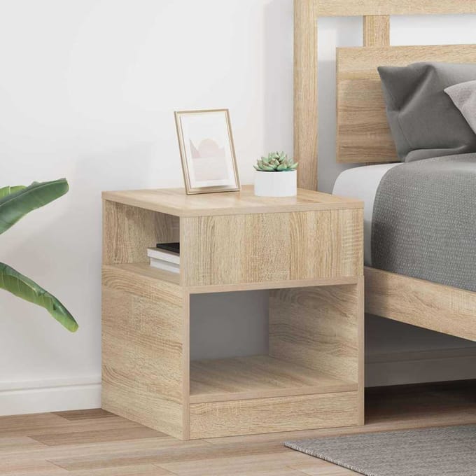 vidaXL - Bijzettafel - 2 - st - Sonoma - Eik - 40,5 - x - 40 - x - 45 - cm - Bewerkt - hout