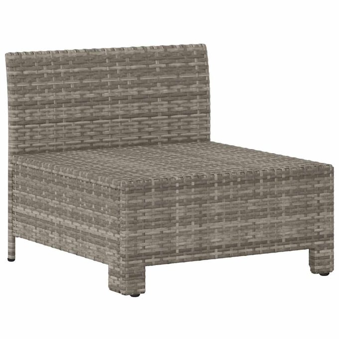 vidaXL - Tuinbank - midden - met - kussen - grijs - poly - rattan