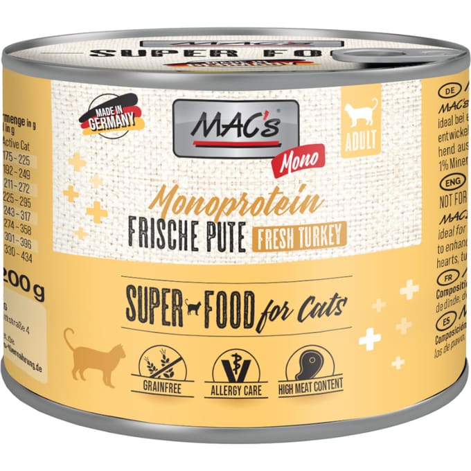 MAC's CAT - Monoproteïne blik 6x200g - Mono kalkoen