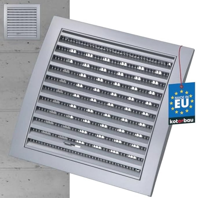 Ventilatierooster 190 x 190 mm met Insectenwering en Afsluitbaar Design