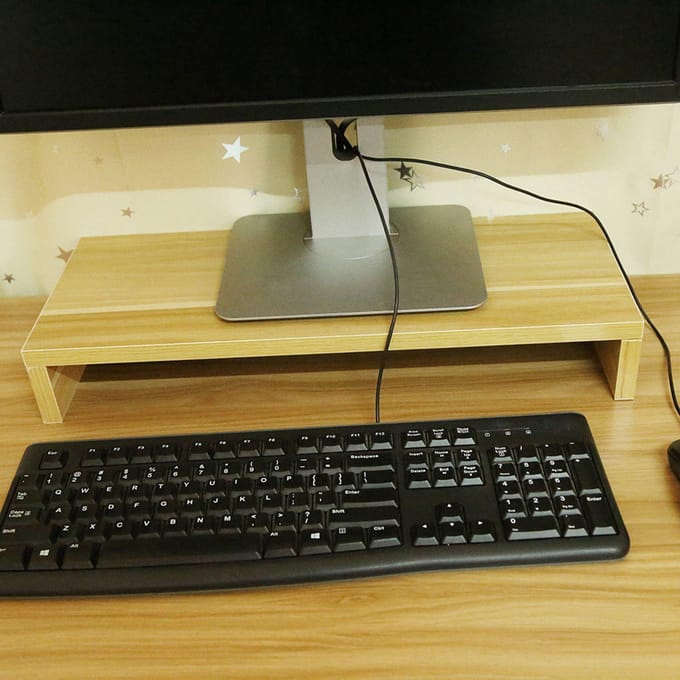 Support d'écran en bois pour PC, LED, LCD, ordinateur, support de bureau, organiseur, support d'affichage en bois blanc