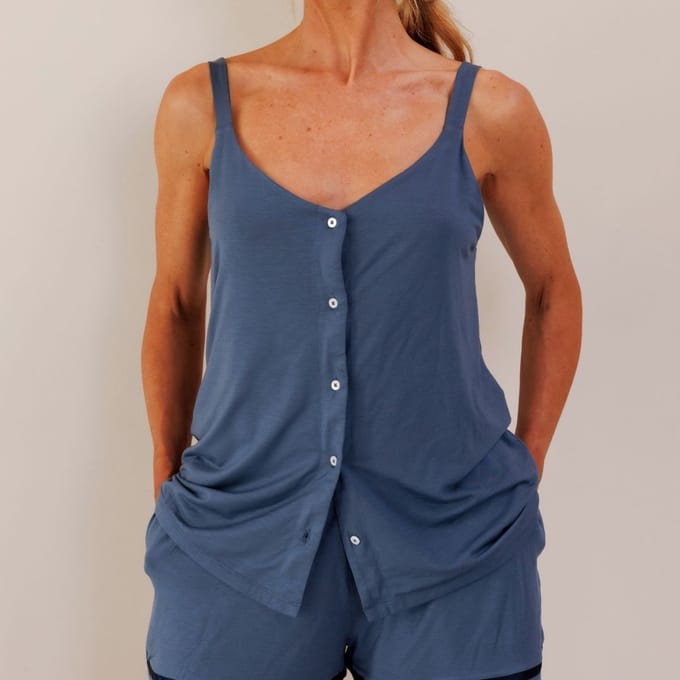 Coco & Cici - TENCEL Pyjama Top Dames Donker Blauw - M