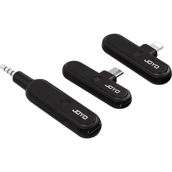 JOYO Draadloze Audio Interface Zender Ontvanger Set Twee Interface voor Mobiele Live Streaming zwart