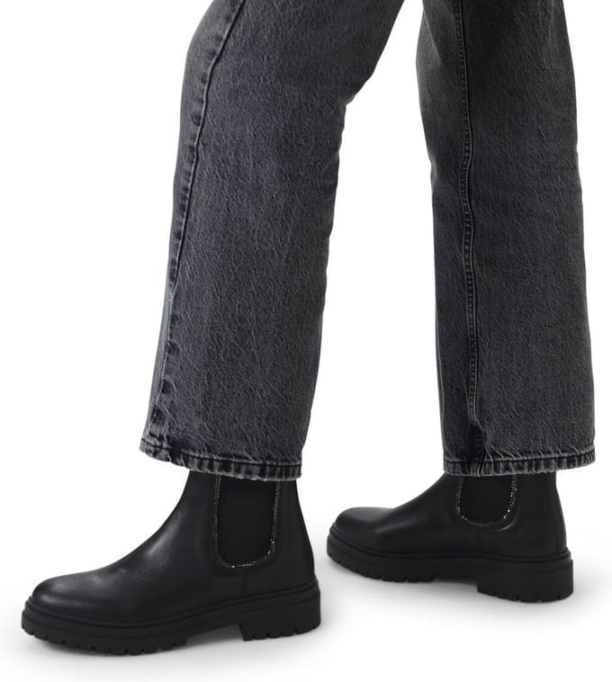 Manfield - Dames - Zwarte leren chelsea boots - Maat 37