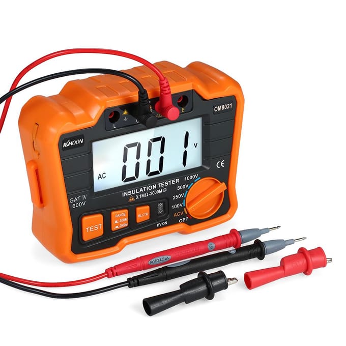 KKmoon Isolatieweerstandstester DCV ACV Meter 1000V Grond Megger Megohmmeter MegOhm Voltmeter oranje