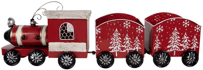 Clayre & Eef Kerstdecoratie Beeld Trein 64x13x21 cm Rood Metaal