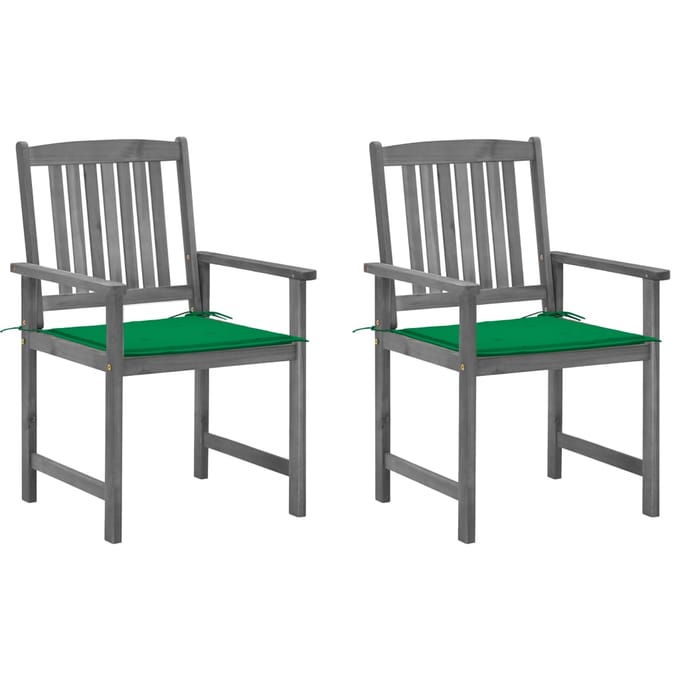 vidaXL - Tuinstoelen - 2 - st - met - kussens - massief - acaciahout - grijs