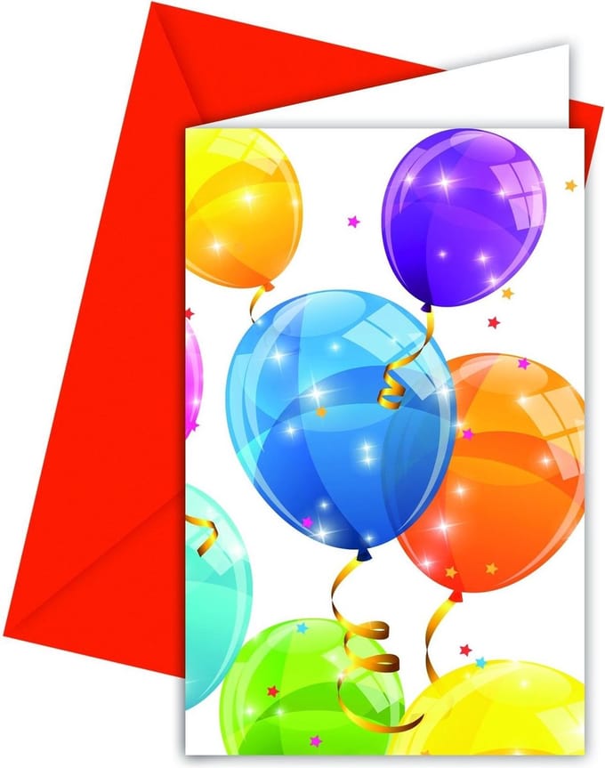 Procos Uitnodigingen Ballonnen 16 X 12 Cm Multicolor 6 Stuks