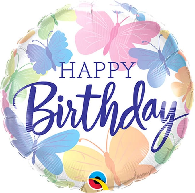 Wefiesta - Folieballon Vlinders Happy Birthday Pastel 45 cm
