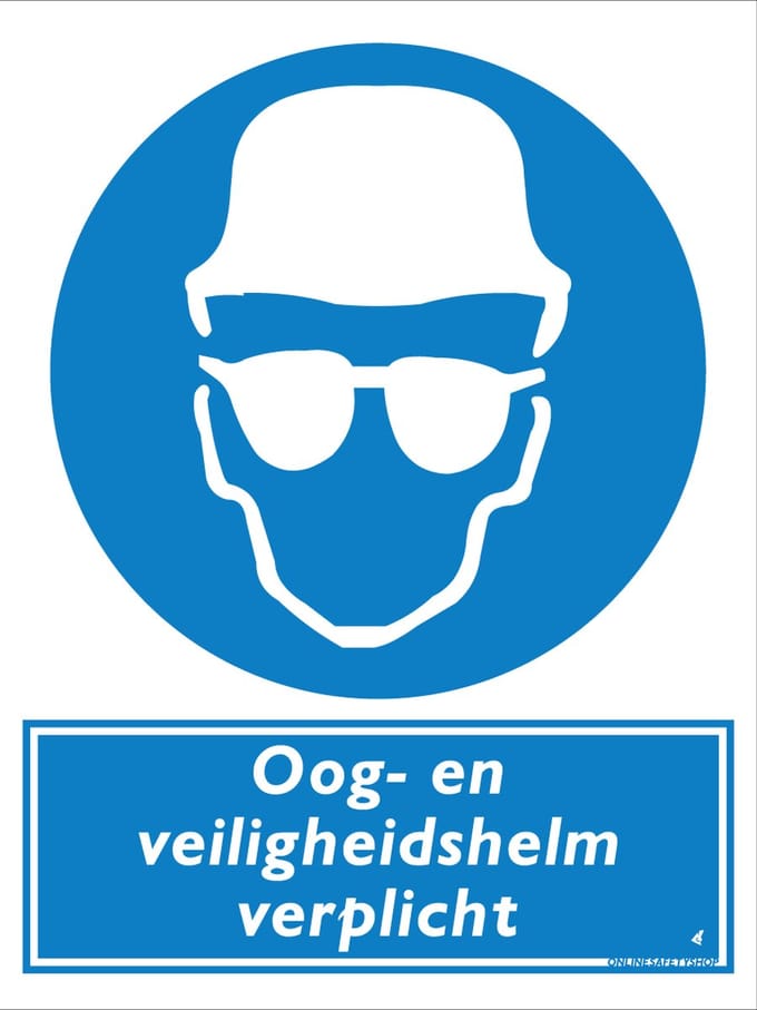 Oog- en veiligheidshelm verplicht bord - Forex - 30 x 40 cm