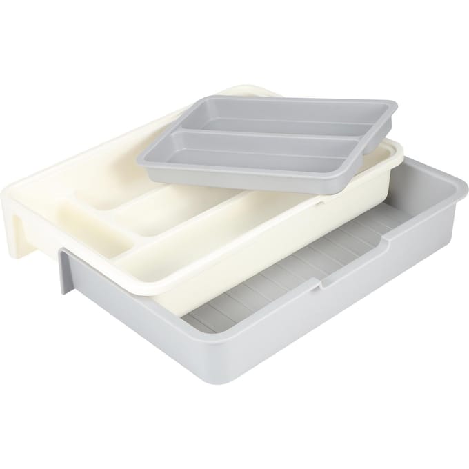 Uitbreidbare Verstelbare Bestek Opbergbak Compartiment Opgeruimde Lade Keuken Gerei Organizer voor Keuken white