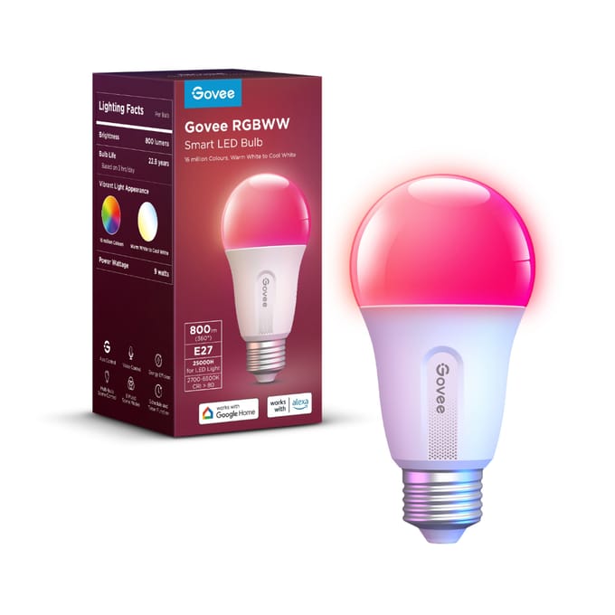 Govee slimme lamp E27 RGBWW 6 cm - 800 lumen - 1 pack