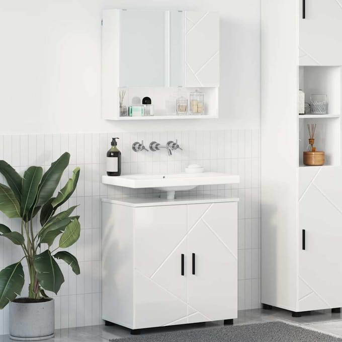 vidaXL - Badkamermeubel - Set - 2 - st - Hoogglans - wit - 61 - x - 35 - x - 64 - cm