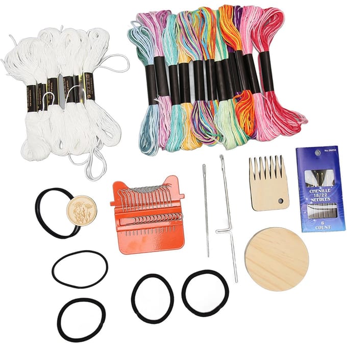 Mini Weefgetouw Machine 14 Haken 18 Kleuren Draad Eenvoudige Bediening Draagbaar Mini Stopweefgetouw voor black