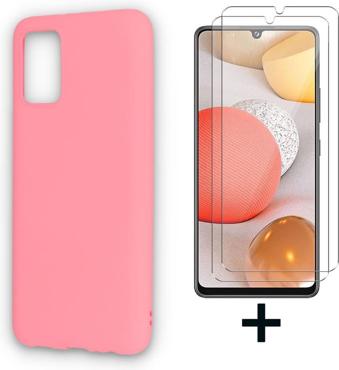HB Hoesje Geschikt voor Samsung Galaxy A02S - Roze + 2X Glazen Screenprotector - Siliconen Back Cover