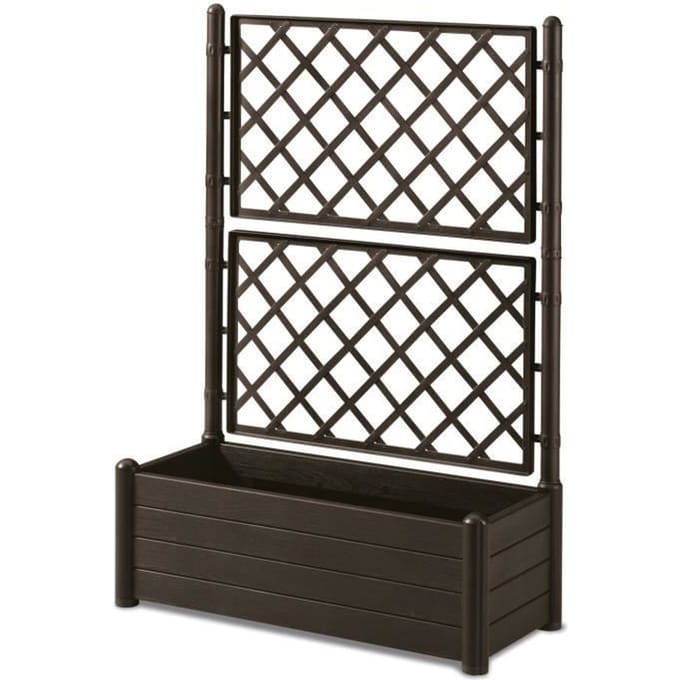 STEFANPLAST Bac a fleurs rectangulaire avec treillis - Finition en bois - 100 x 43 x H 142 cm - 80 L - Moka
