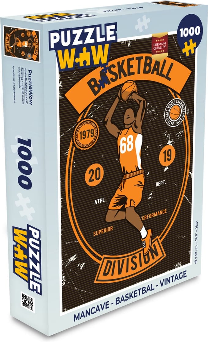 Puzzel Mancave - Basketbal - Vintage - Legpuzzel - Puzzel 1000 stukjes volwassenen