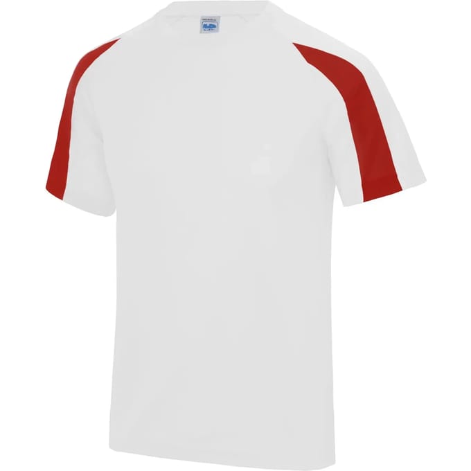 Just Cool Contrast Cool T JC003 - ARCTIC WHITE/FIRE RED - M