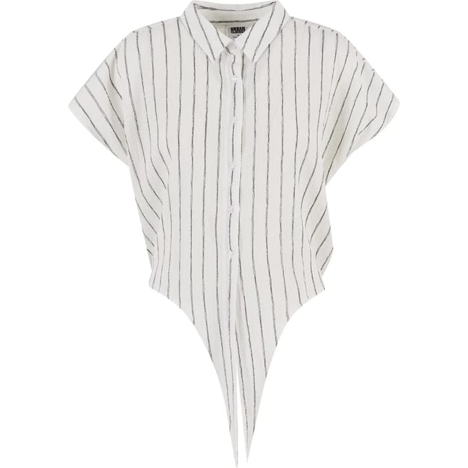 Urban Classics - Structured Striped Tied Blouse - M - Gebroken wit/Zwart