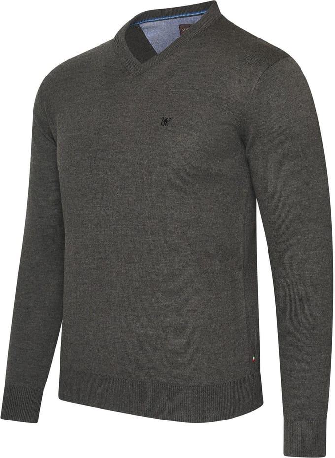 Cappuccino Italia - Heren Trui Pullover Salerno - Grijs - Maat M