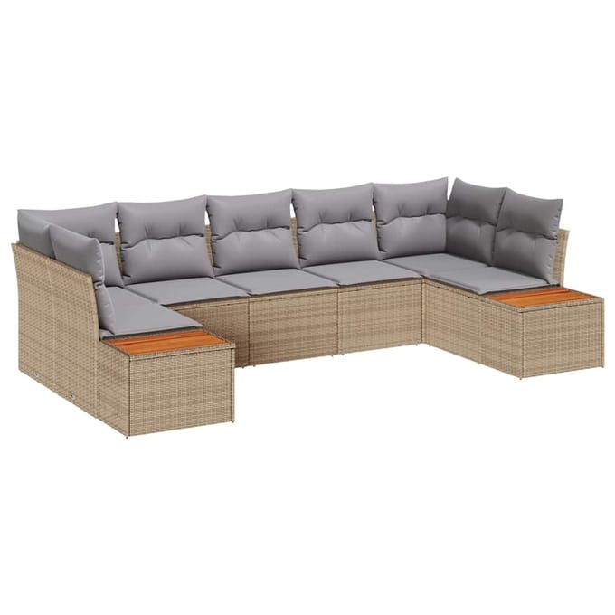 vidaXL Tuin Sofa Set 7 st Beige poly rattan