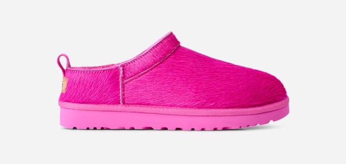 UGG® Classic Micro Calf Hair Boot in Bright Fuchsia, Size 3, Polyester/Leather