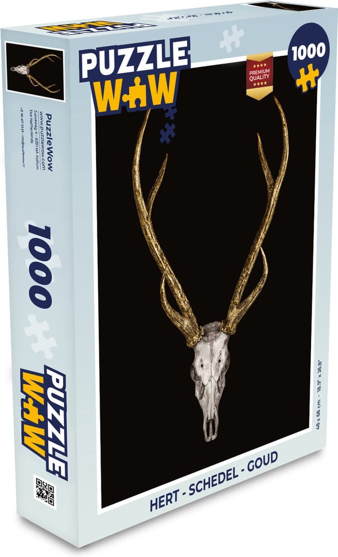 Puzzel Hert - Schedel - Goud - Legpuzzel - Puzzel 1000 stukjes volwassenen