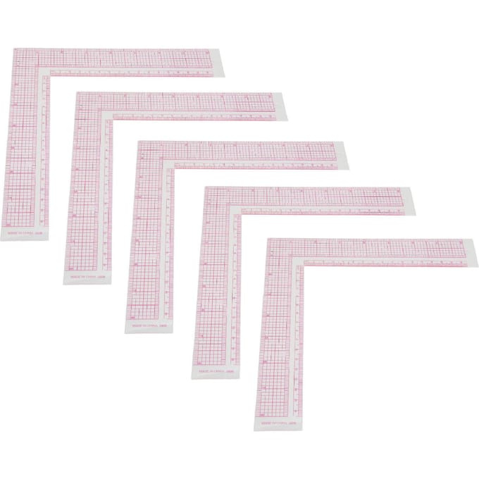 5 pièces Règle de couture Professionnelle Haute Précision Échelle Claire Plastique Règle de mesure de couture en forme de L gray
