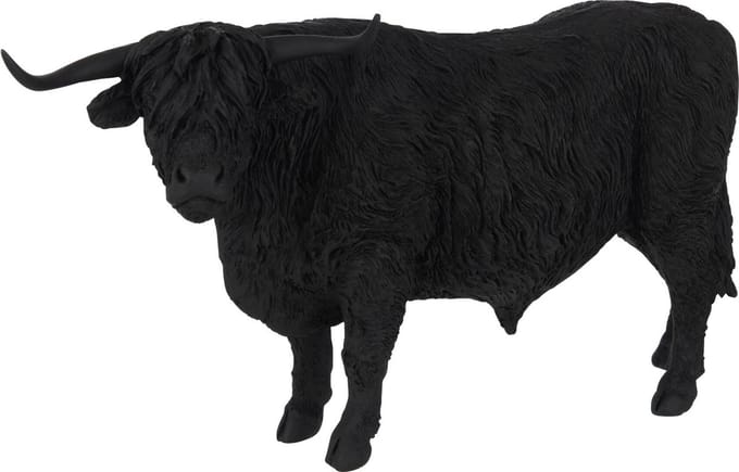 J-Line figuur Vee - polyresin - zwarte stier - schotse hooglander