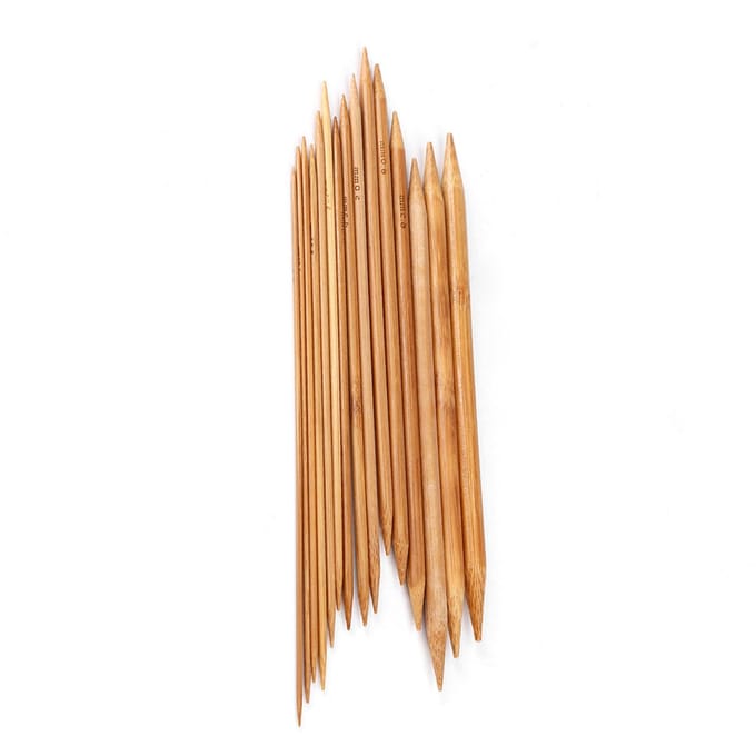Bamboe Breinaalden Glad Dubbelpuntig Set 15 Maten van 2 mm tot 10 mm white